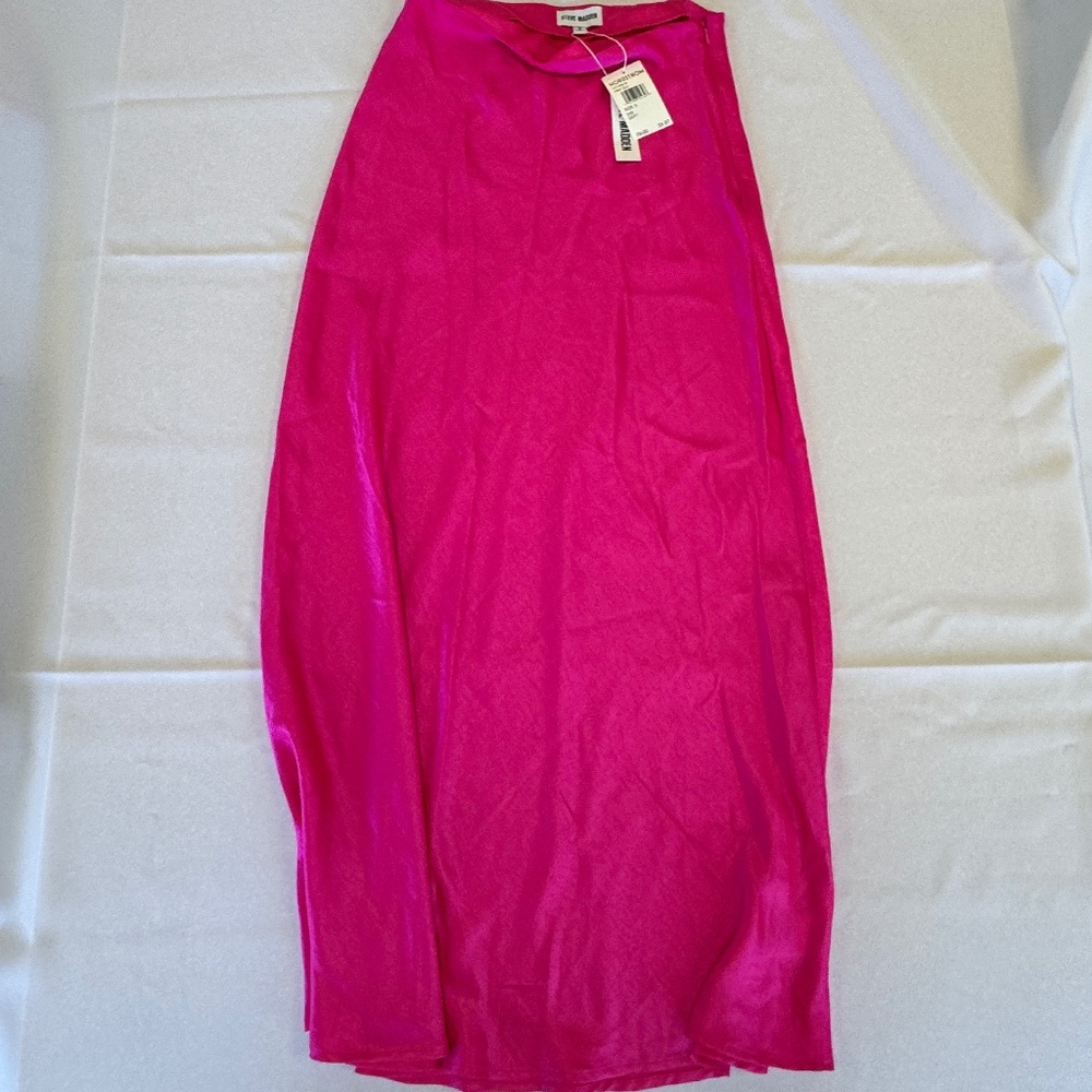 Steve Madden Satin Long Maxi Skirt Bright Pink Size S